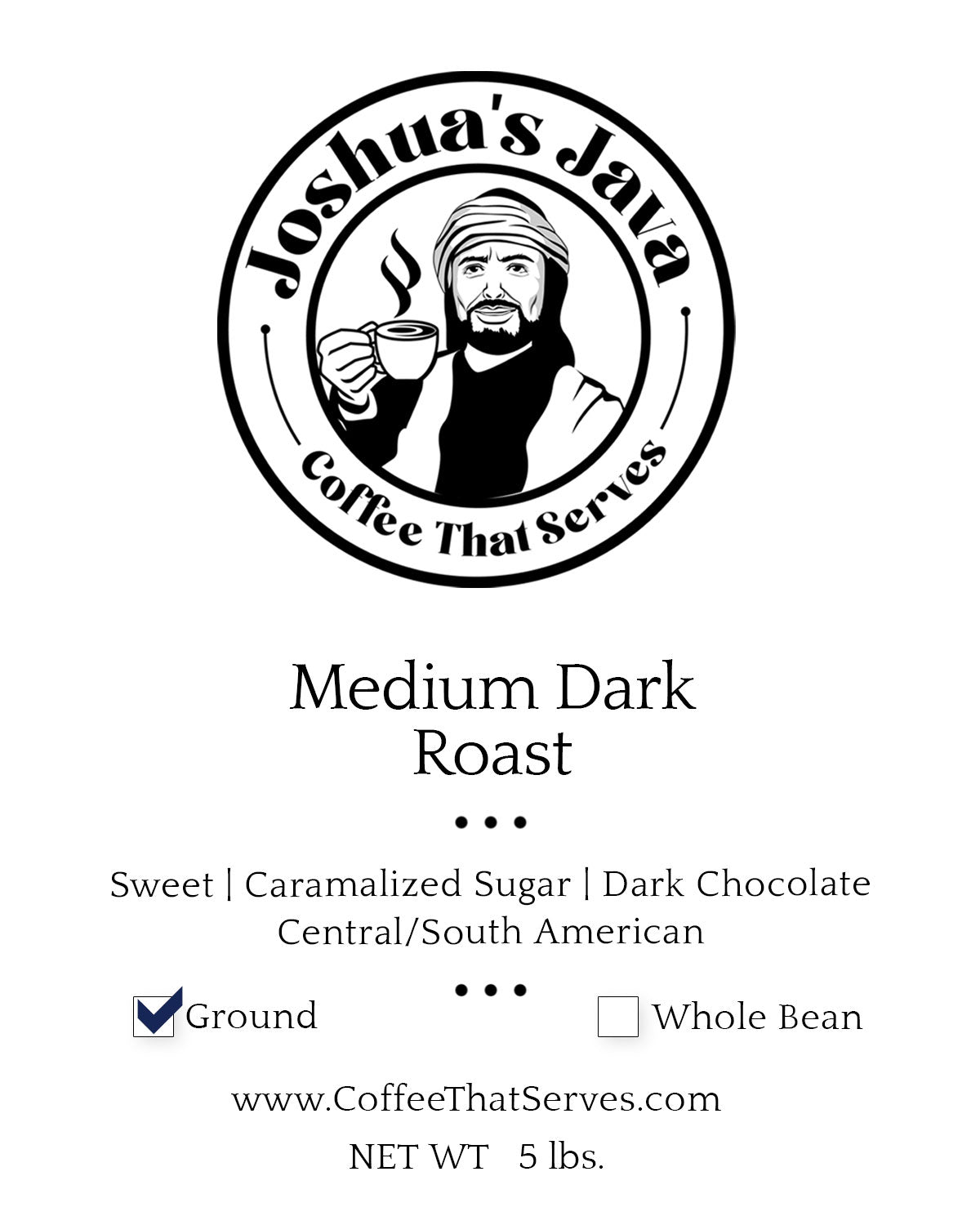 Medium Dark Roast Ground 5lb Bag